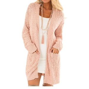 Blush Oversized Soft Cardigan with Pockets